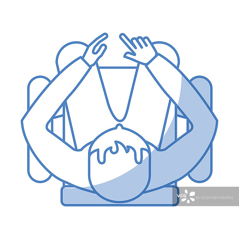 坐着的卡通男子俯视图图片素材