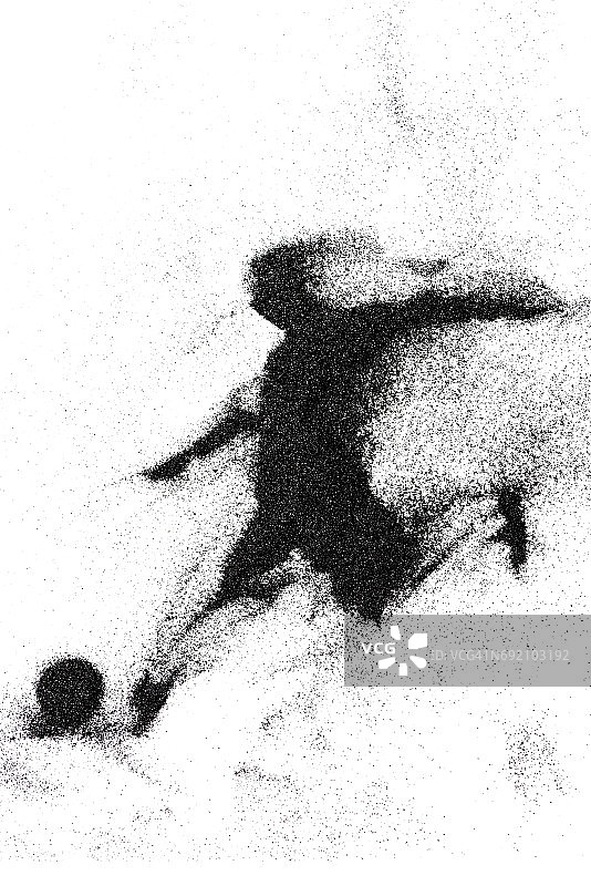 在白色背景上踢足球的男人图片素材