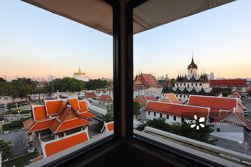 泰国曼谷金山寺、金属城堡及其他寺庙景观图片素材