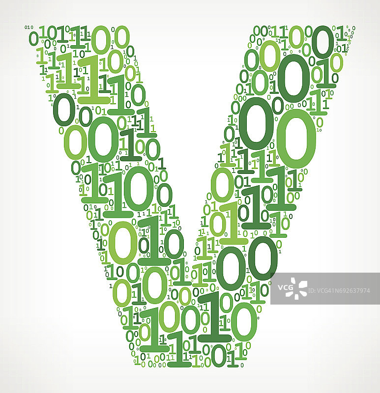 二进制代码01矢量图标背景字母V图片素材