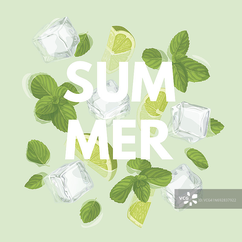 含莫吉托的夏日信笺图片素材