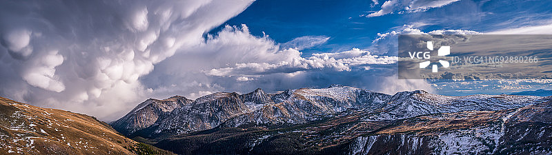 科罗拉多州落基山国家公园的暴风雨后全景图片素材