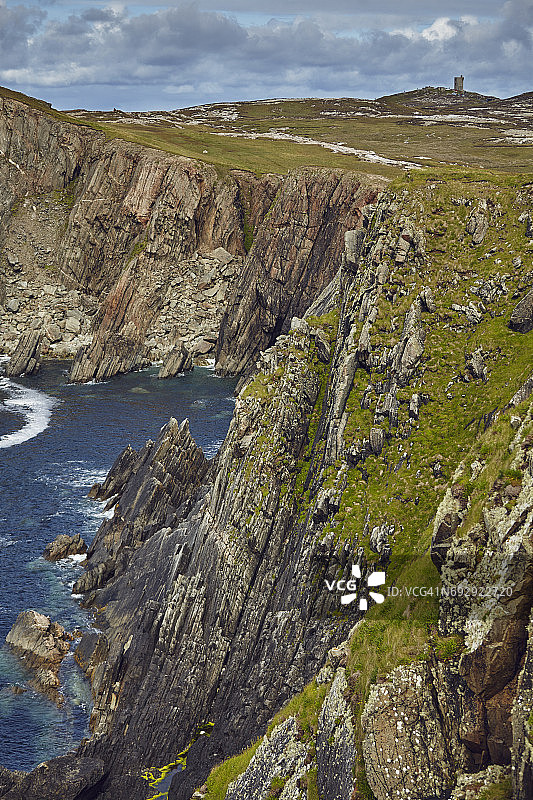 爱尔兰多尼戈尔郡马林角地狱洞的悬崖图片素材