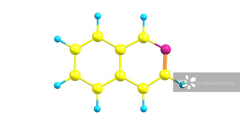 异喹啉分子结构，白色背景图片素材