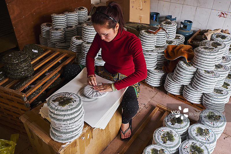 中国云南西双版纳普洱茶厂优质普洱茶图片素材