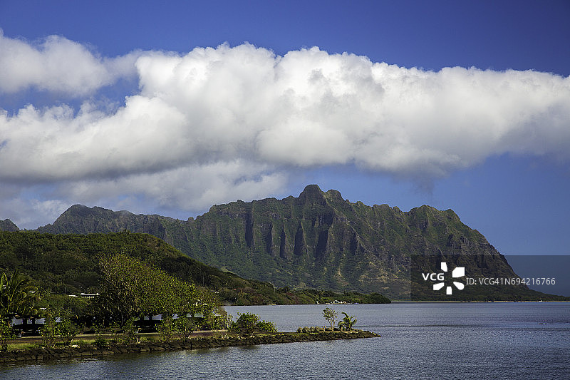 瓦胡岛北岸和科奥劳山脉图片素材