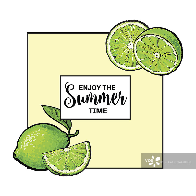 Banner标签卡片设计：青柠和文本区域图片素材