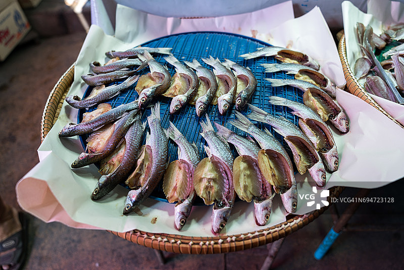 曼谷湄公铁路海鲜市场图片素材