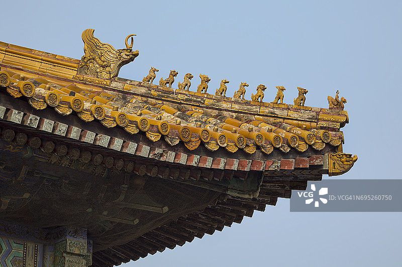 北京故宫的蹲兽——屋顶装饰，中国图片素材