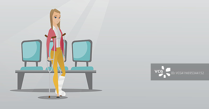 拄着拐杖的断腿女人图片素材