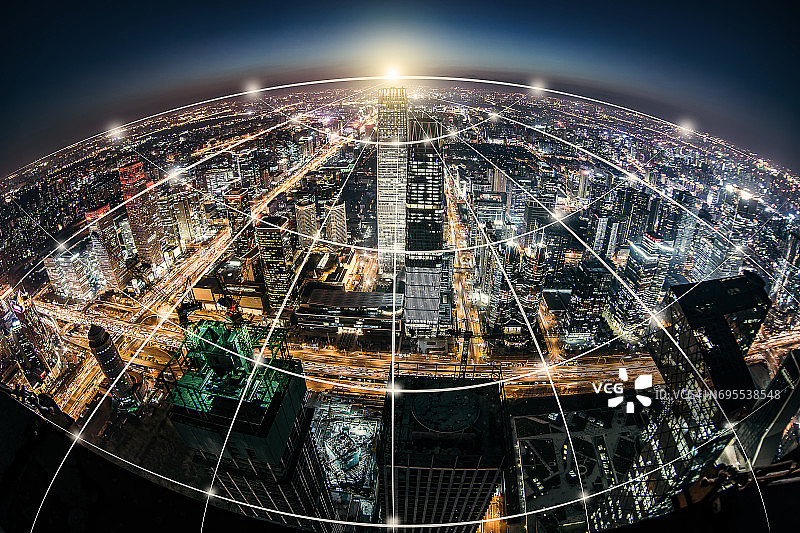 中国北京城市网络鱼眼图图片素材