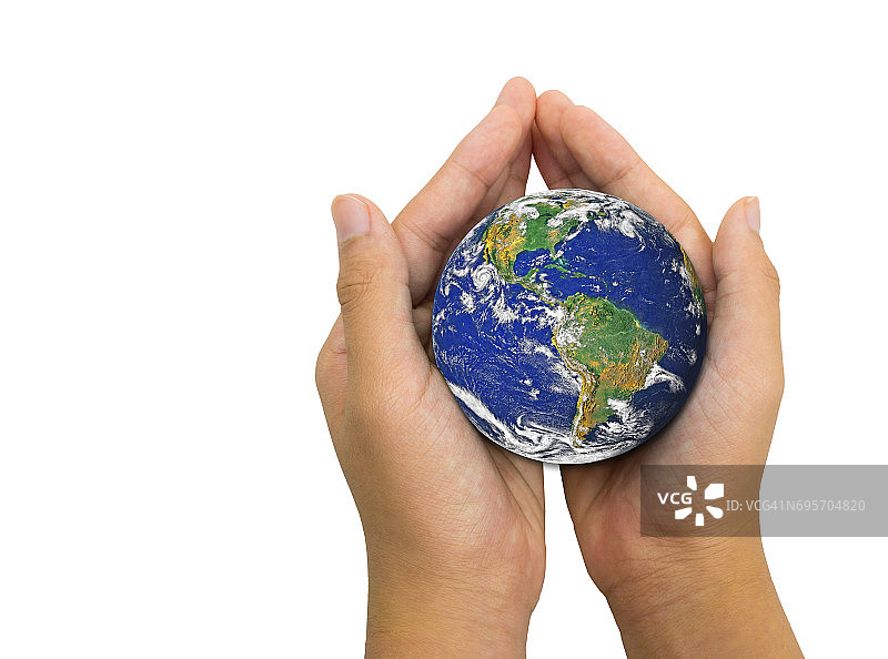 女性手持地球行星（素材由NASA提供）图片素材