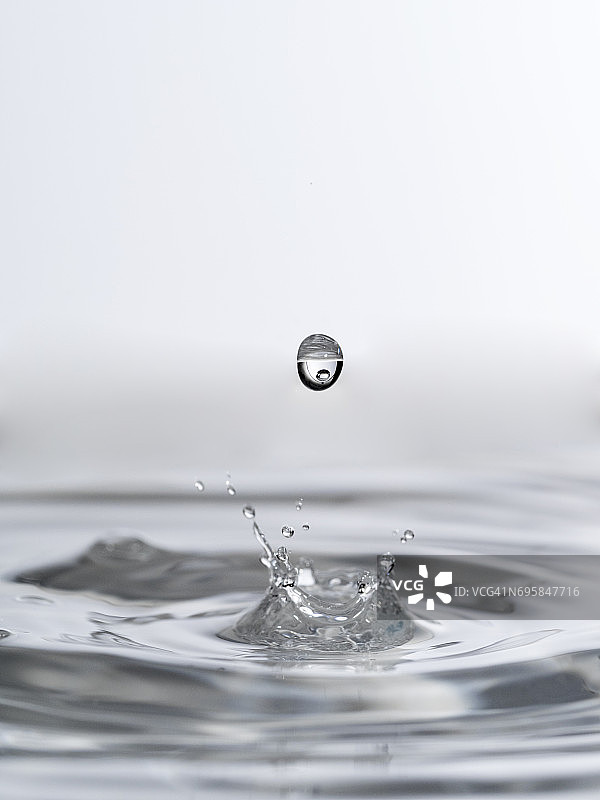 水滴溅落在白色水面上图片素材