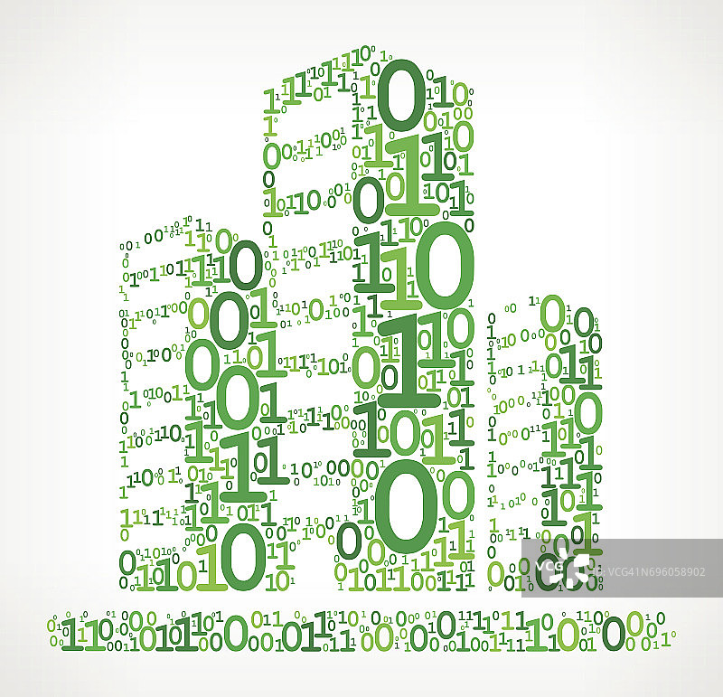 办公楼二进制代码01矢量插画图片素材
