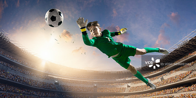 3D体育场上守门员儿童足球运动图片素材