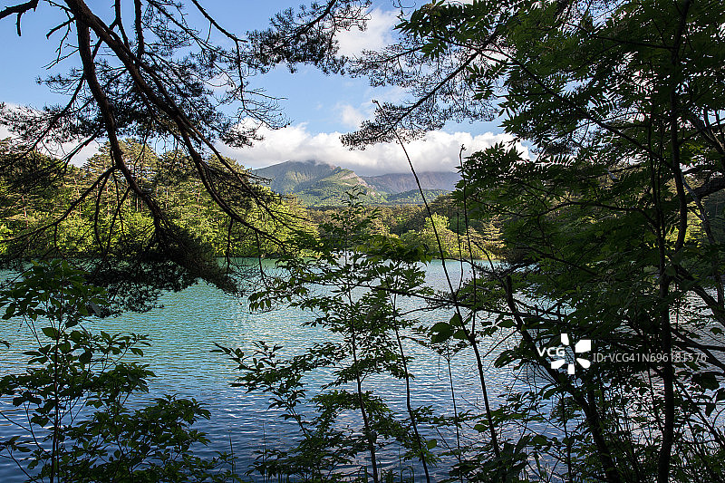 日本福岛五色沼的春日景色图片素材