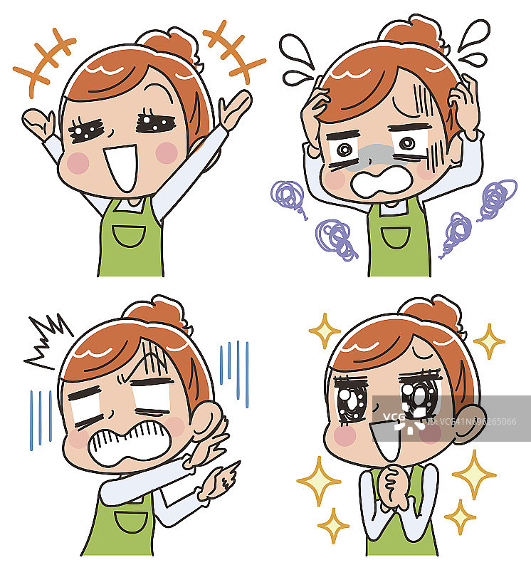 家庭主妇的各种面部表情图片素材