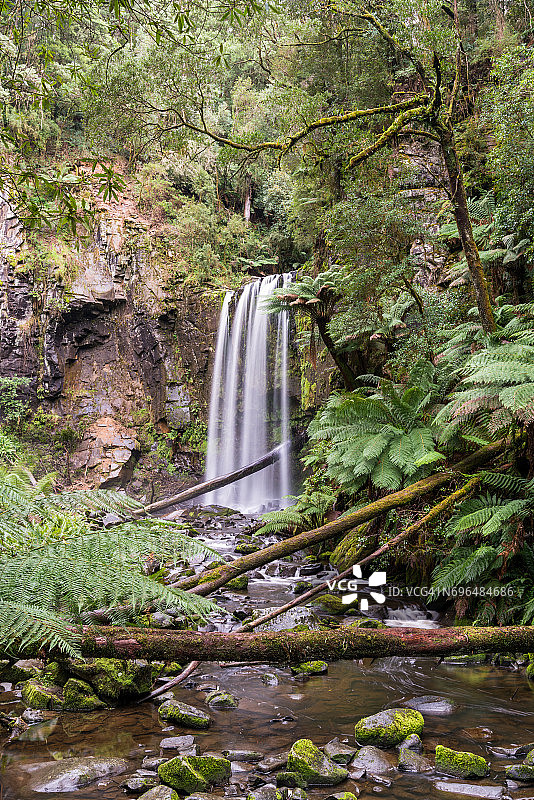 霍普敦瀑布，澳大利亚维多利亚州大奥特威国家公园图片素材