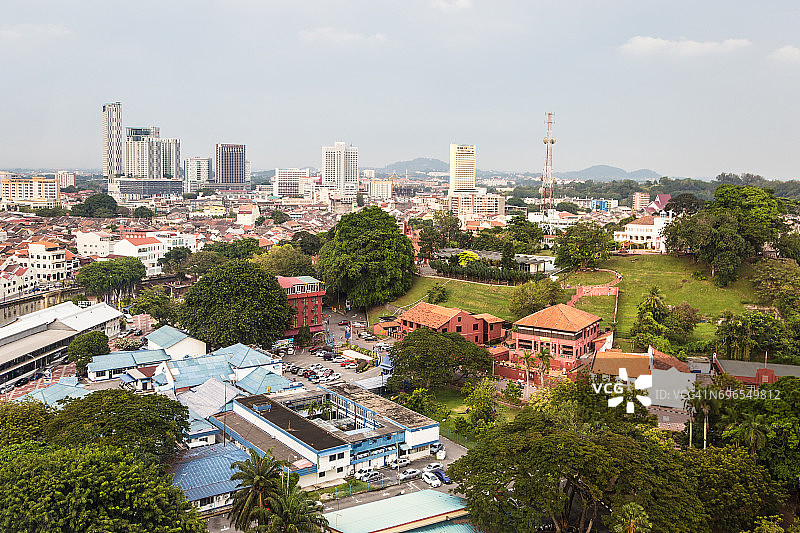 马来西亚马六甲殖民区鸟瞰图片素材
