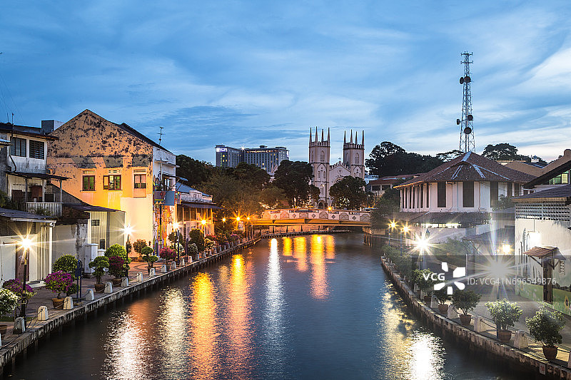 马来西亚马六甲老城区的马六甲河图片素材
