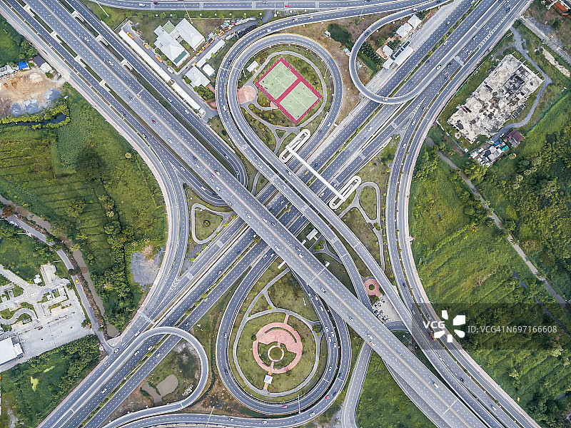泰国公共公园环岛公路鸟瞰图片素材