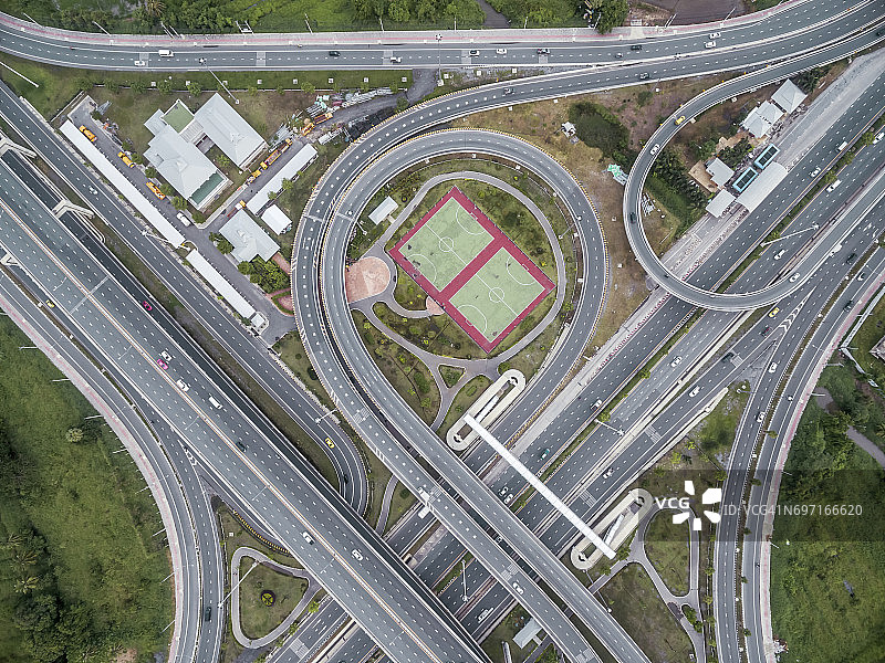 泰国公共公园环岛公路鸟瞰图片素材