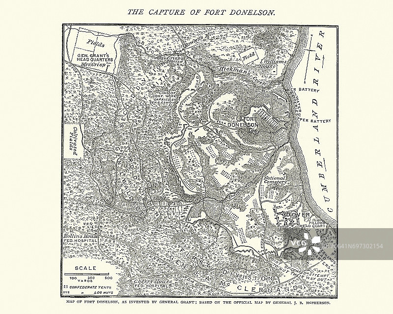 美国内战多纳尔逊堡战役地图图片素材