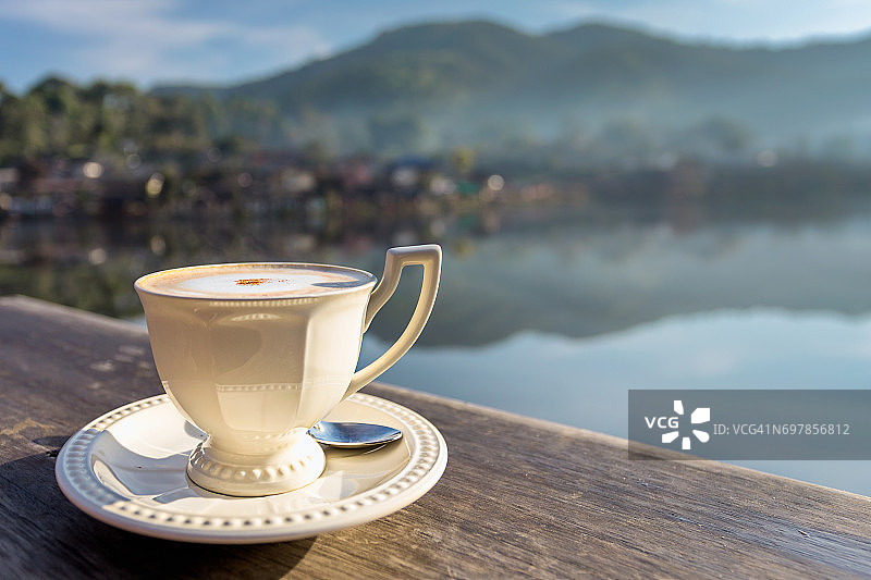 咖啡与美丽风景图片素材