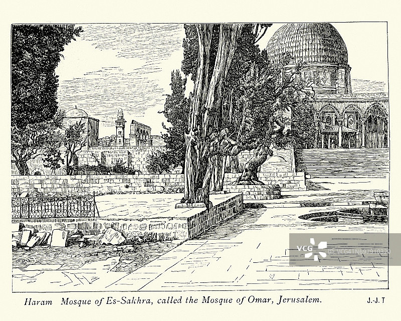 19世纪的奥马尔清真寺（耶路撒冷）图片素材