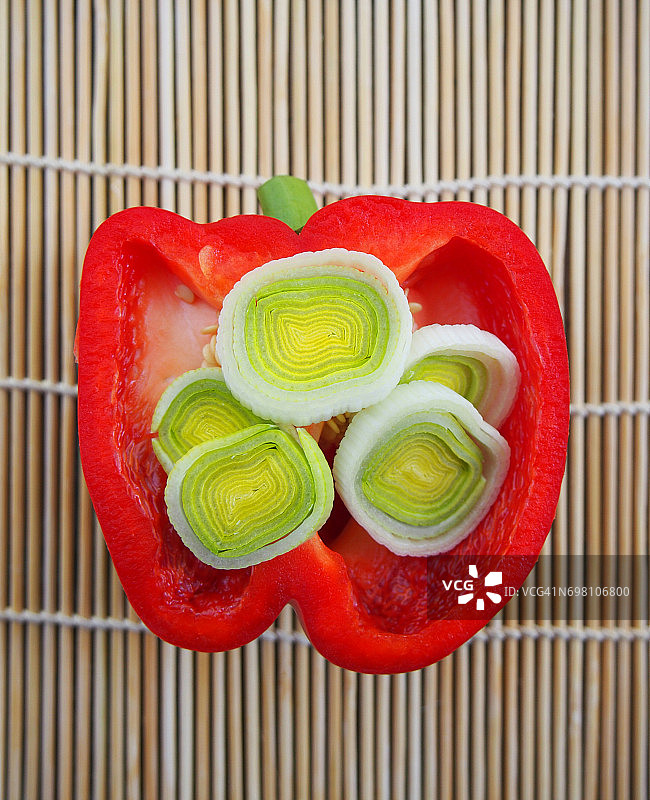 红辣椒和韭葱图片素材