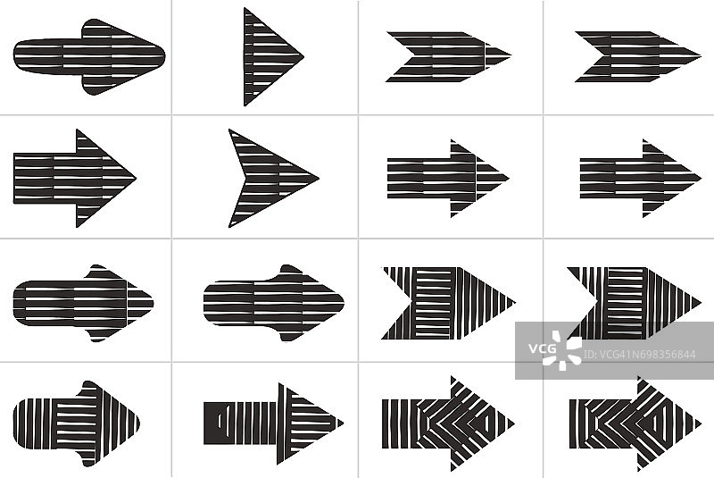 带半色调图案的彩色箭头图标集图片素材