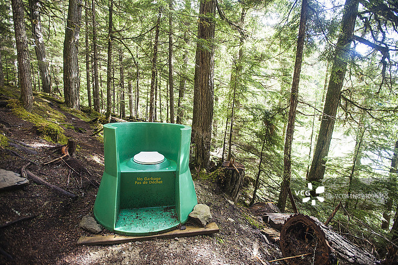 位于博朗湖省立公园露营地附近的森林中的露天旱厕图片素材