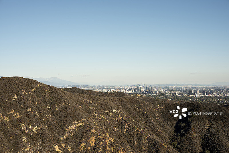 从圣莫尼卡山看洛杉矶城市景色图片素材