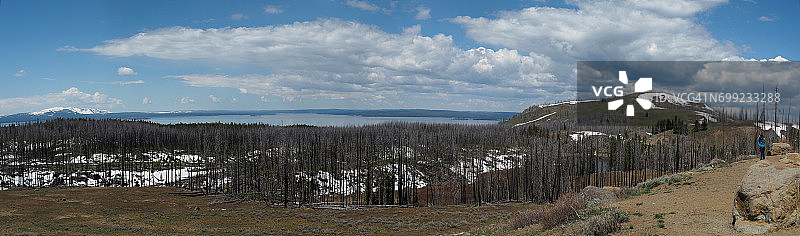 怀俄明州黄石湖大尺寸全景图片素材
