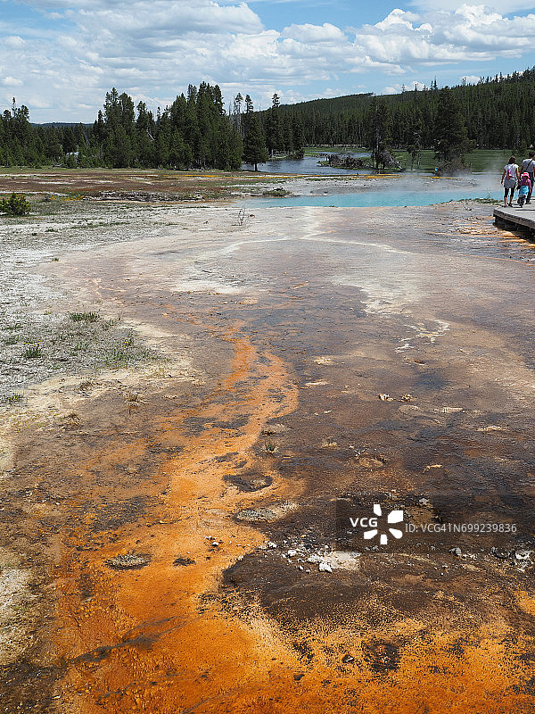 黄石国家公园饼干盆地内的彩色温泉图片素材