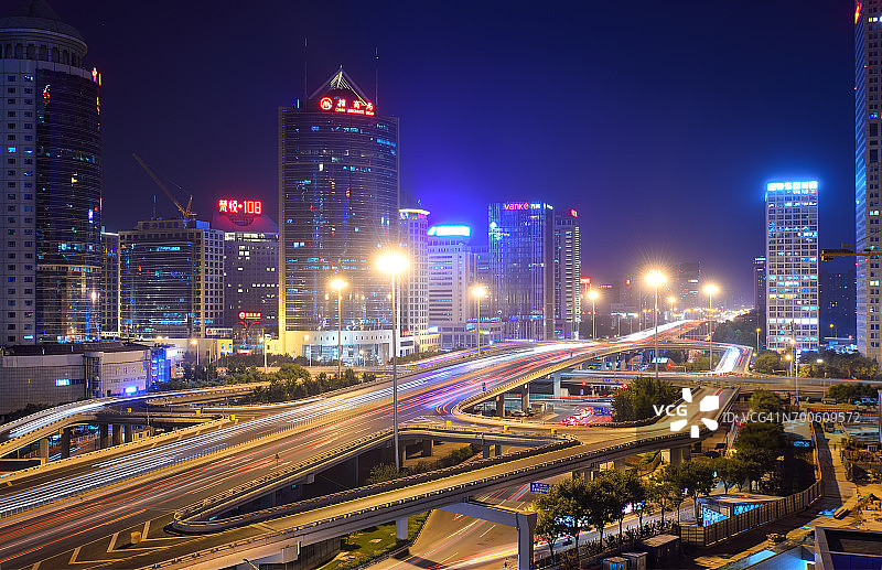 中国北京中央商务区夜景图片素材