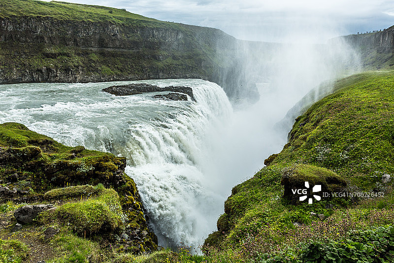 冰岛南部的古foss瀑布图片素材