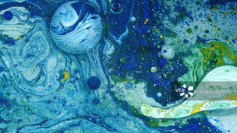 明亮而充满活力的蓝色白色和黄色漩涡色彩图片素材