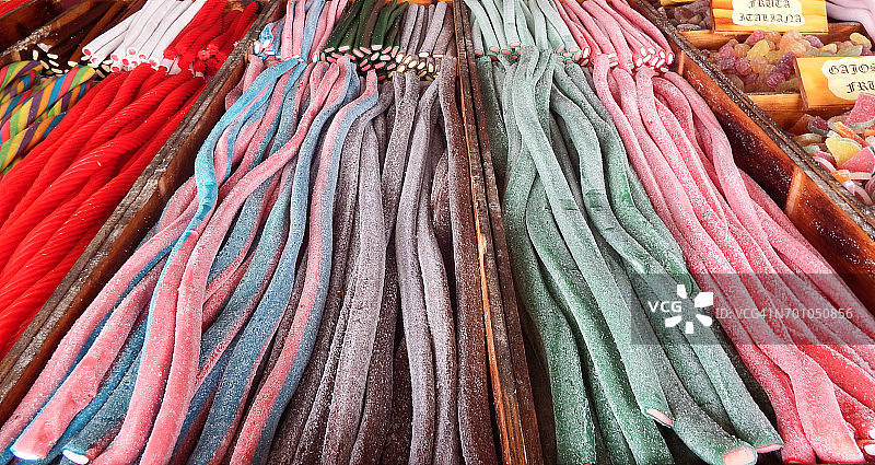 膳食和颜色。长条果冻糖图片素材