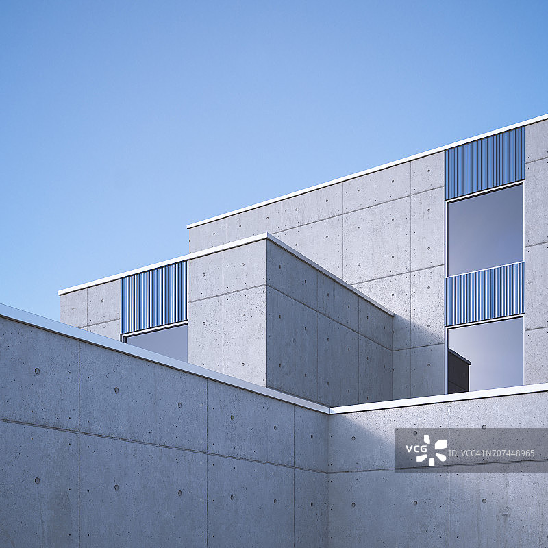 现代混凝土建筑3D渲染图片素材