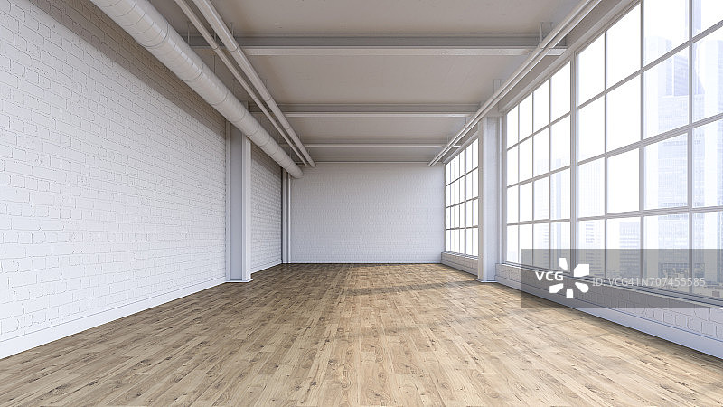 空旷阁楼3D渲染图片素材