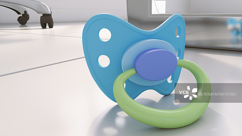 办公室地板上的奶嘴，3D渲染图片素材