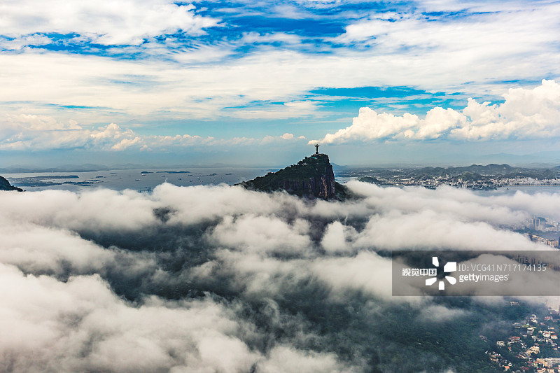 巴西基督救世主雕像鸟瞰图图片素材
