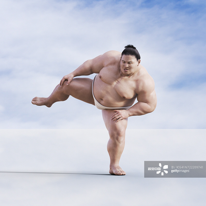 单腿站立的相扑选手图片素材