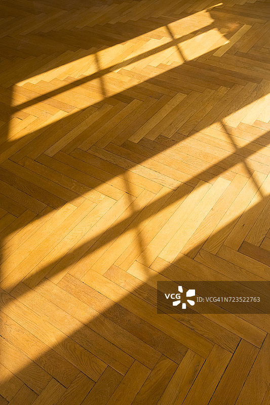 人字形拼花地板上的光影图片素材