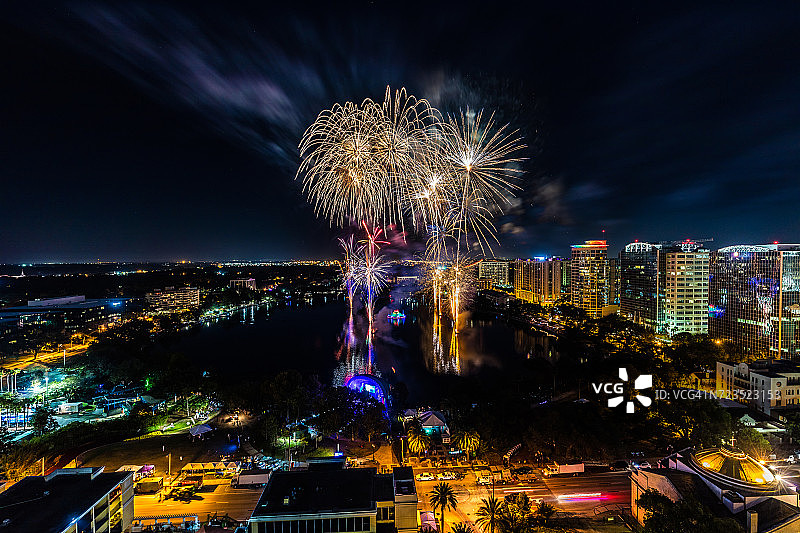 “奥兰多市中心的烟花”图片素材