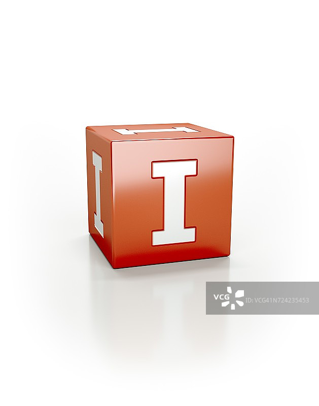 红色立方体，I图片素材