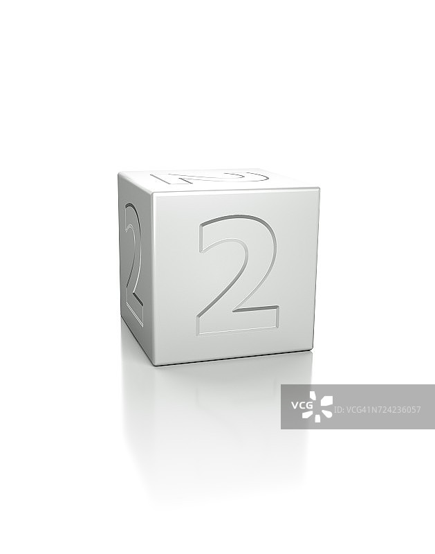 带有数字2的浮雕立方体图片素材