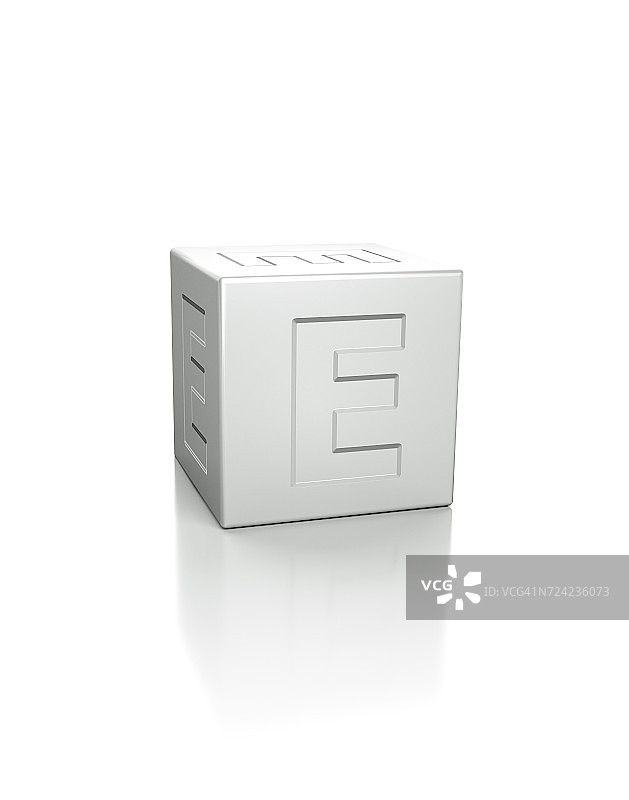 带有字母E的浮雕立方体图片素材