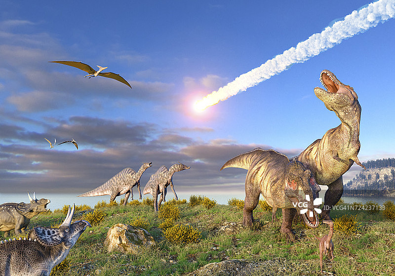 白垩纪末期灭绝事件插画图片素材